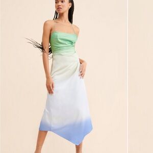 NWT Significant Other Melody Square-Neck Open-Back Draped Slip Dress